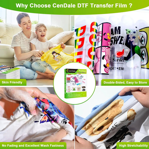 Colorful Glitter DTF Transfer Film Set Eight Point Five By Eleven Inches 30 Sheets for easy printing on textiles displayed in use