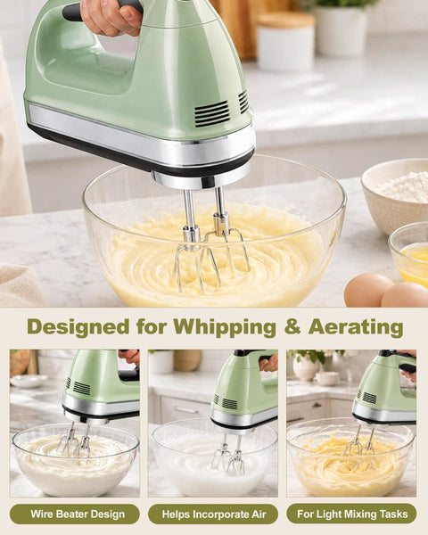Premium Stainless Steel Hand Mixer Beater Attachments Replacement Parts For Standard Appliances in use whipping batter.