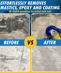 Image showing before and after effects of using 7 Inch PCD Grinding Wheel for Epoxy Glue Mastic and Paint, illustrating surface prep.