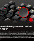 Close-up of SuperGrip Pre Cut Keyboard Grip Tape Ultra Thin 0.5mm Sweat Absorbing Anti Slip on keycaps, emphasizing texture.