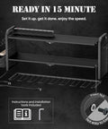 Garage Ready Heavy Duty Power Tool Organizer With Built In Eight Outlet Surge Protected Charging Station And Wall Mount Drill Holder For Garage And Workshop Storage And Easy Tool Access, showing instructions and installation tools included.