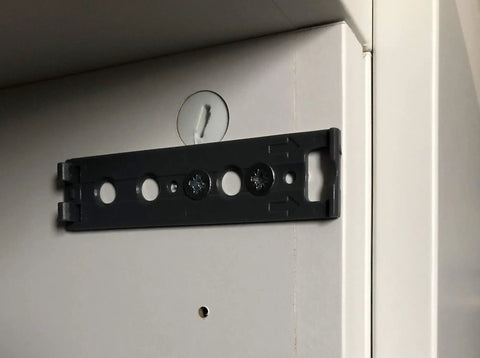 Set Of Three Push To Open Cabinet Latches With Silent Magnetic Catch For Dead Simple Drawer Opens Light Finger Tap Action Silver Kitchen Hardware Upgrade mounted on cabinet.