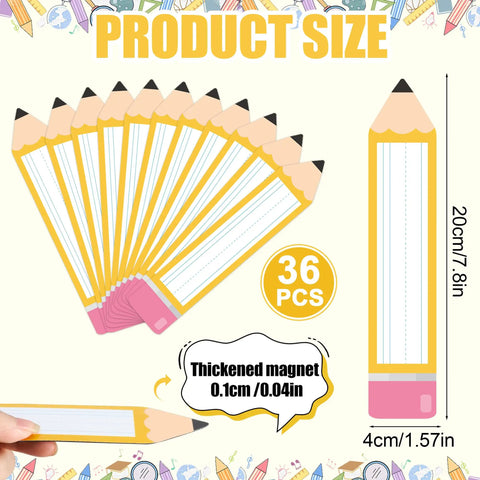 36 Pack Magnetic Dry Erase Name Tags 7.8 x 1.57 Inches Reusable Erasable Pencil Labels For Classrooms, Lockers, Desks And More