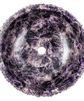Handmade Amethyst Vessel Sink Twenty Four Inch Wide Basin Top Mount Wash Bowl With Dope Glossy Glaze Sleek Modern Lines, top view.