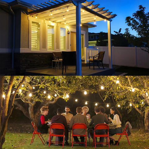 Two 50 Foot Dimmable Edison Style Shatterproof String Lights With 32 LED Bulbs 100 Feet Total Weatherproof Commercial Grade Outdoor