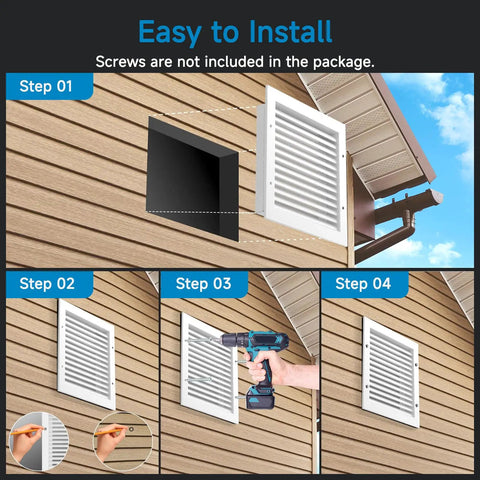 Step-by-step installation of 8x8 Aluminum Gable Vent With Screen And Louvered Design For Attic Shed And Exterior Doors White Finish