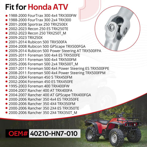 Heavy Duty Final Drive Shaft U Joint Yoke For Honda ATV Models Recon 250 FourTrax 300 Foreman 500 400 450 Rubicon 500 Rancher 400 350 OEM 40210-HN7-010 Drop In Fit Direct Bolt On Replacement on Honda ATV fit chart