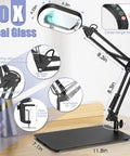 10X Square Magnifying Glass With Light And Stand Real Glass LED Magnifier With Clamp 5 Color Modes Stepless Dimmable Brightness