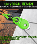 Offroad Recovery Kit With Snatch Block Pulley Ten Ton, Tree Saver Strap Three Inch By Eight Foot, And D Ring Shackles Three Quarter Inch on winch line
