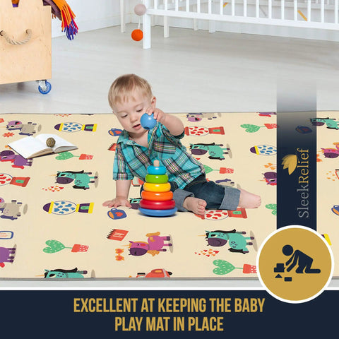 Child playing on rug with Non Slip Rug Lock Grip For Hard Floors Keeps Area Rugs From Sliding With Cushioned Padding And Floor Protection