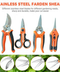 4 Pack Garden Pruning Shears Set With Stainless Steel Blades And Comfort PP TPR Handles, Includes Curved Blade Snips