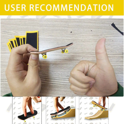 Dope Fingerboard Foam Grip Tape Set 12 Pcs 38mm By 110mm with soft texture shown with miniature skateboard and thumbs up