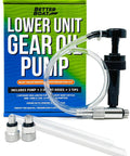 Lower Unit Gear Oil Pump For Boats Quart Bottle Lube Transfer Marine Transmission Fluid Rear Differential Service Winterizing Kit With Two Hoses No Mess Spill Free Operation Easy To Use displayed with hoses and adapters