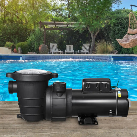Tough As Nails Dual Speed Above Ground Pool Pump With 1.5 HP Copper Motor and 110 Volt Water Circulation System in garden setting.