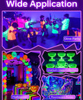 Glow party, Halloween decor, uranium glass, and fluorescent poster under Two Pack 36W Black Light Bar Kit With Plug And Switch 5ft Cord