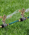 Two Pack Impact Sprinklers With Stand Spike Heavy Duty Zinc Alloy Lawn Sprinkler Heads On Spike Base Adjustable spraying water