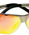Pro Grade Sick Impact Resistant Outdoor Safety Specs With Rich Orange Mirrored Lenses And Ultra Tight Flex Comfort Fit Frame side view