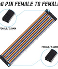 40 Colorful Female To Female Jumper Wires Kit With 100 Cm Flat Ribbon Cables DuPont Wires For Arduino Raspberry Pi And DIY Electronics Projects Awesome For Prototyping, Education, And Everyday Breadboard Builds, showing 40-pin multicolor strips with 2.54mm pitch.