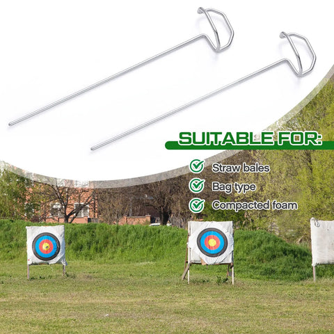 24 Pack 6 Inch Archery Target Pins With Loop Handle Built Tough Stainless Steel Ground Stakes For Thick Foam Targets Outdoors.