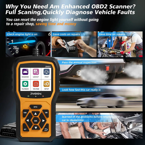 All Cars After 1996 OBD2 Diagnostic Scanner Tool With Live Data Graphs Read And Clear Codes MIL Off device with features in use.