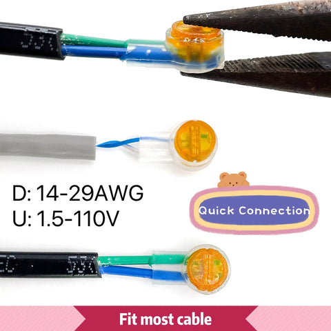 Gel Filled Waterproof UY2 K2 Network Cable Connectors For Telephone Wire And Speaker Cable Easy To Use Moisture Resistant For 0.4 To 0.9mm Cables And Auto Wire Repair