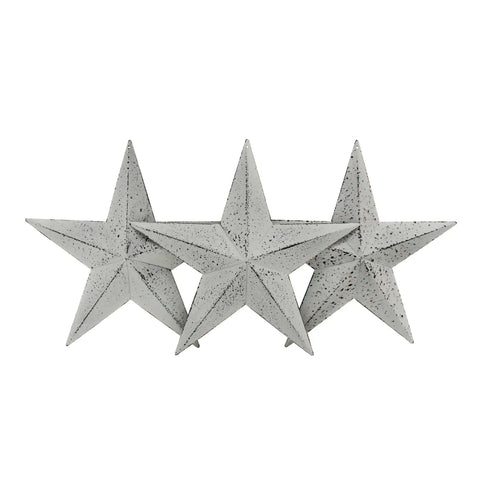 Country Rustic Barn Star Wall Or Door Decor Set Of 3, Metal Whitewash 8-Inch Stars For Indoor Or Outdoor Use, Vintage Antique Gift