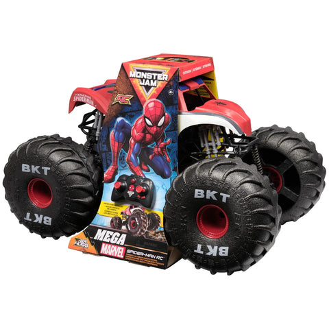 Spider Man RC Monster Truck Mega Size Over Two Feet Long One Six Scale All Terrain Off Road Toy For Kids Four And Up
