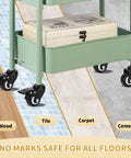 2 Inch Stem Caster Wheels Set Of 4 With 5/16 By 1-1/2 Inch Stem Iron And Plastic Sockets for various floor types shown