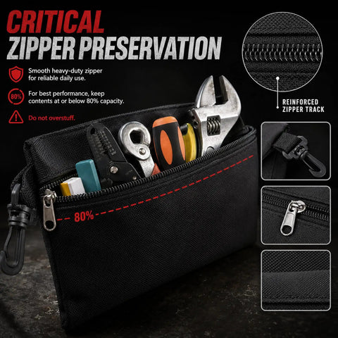 Three Pack Small Zipper Tool Pouches Built Tough With Waterproof 600D Oxford Fabric Multipurpose Organizer For Tools Electronics