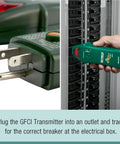 Using AC Circuit Breaker Finder and Receptacle Tester for DIY Lovers and Pros to locate correct breaker in electrical panel.