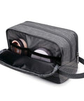 Lightweight Denim Grey Hanging Dopp Kit For Men Travel Toiletry Bag Water Resistant Small Organizer Compact 9.5 By 4.7 By 5.13 Inches