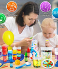 Mother and daughter exploring colorful 300 Plus Experiments Science Kit For Kids Epic STEM Toys With Lab Manual Volcano Crystal Growing Chemistry Set Endless Learning Fun For Boys And Girls Christmas Birthday Gifts