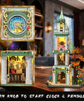 Epic Clock Tower Building Set With Light 1566 Pieces Mega Medieval Castle Kit displayed in cozy room with clock detail and gear view.