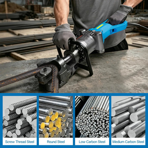 Crafthydro 1600W Electric Hydraulic Rebar Bender Tool for 1 Inch #8 25mm steel rods in use on a construction site.