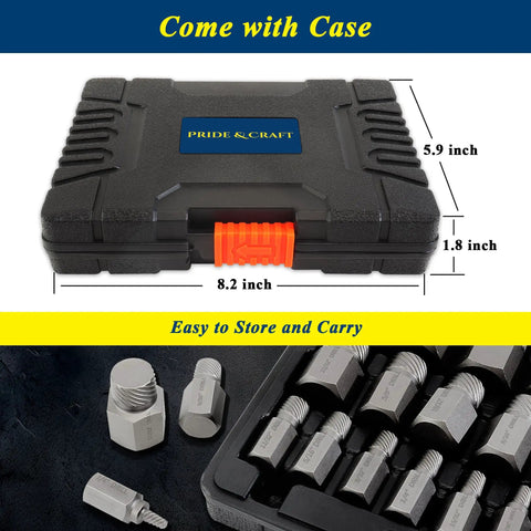 Pro Grade 25 Piece Heavy Duty Screw Extractor Set For Damaged Bolts Screws And Studs In Chromium Molybdenum Steel case front view