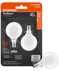 TruWave Natural Series Decor Globe LED Bulb G16.5 350 Lumens Soft White 2700K Dimmable 40W Equivalent Candelabra Base 2 Pack