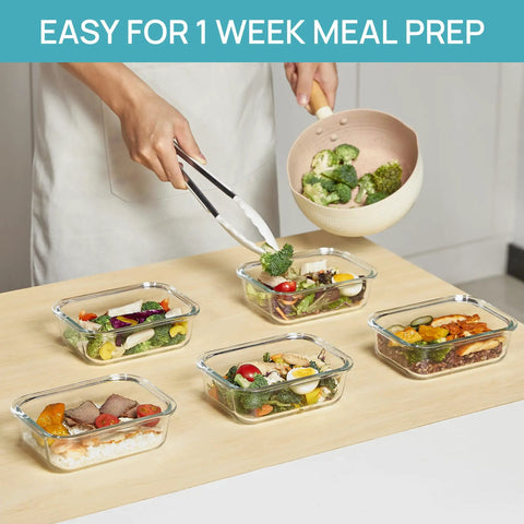 5 Pack Glass Meal Prep Containers