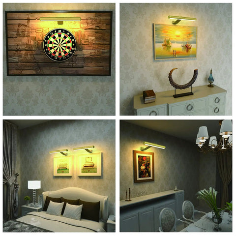 Rechargeable Cordless Picture Light With Remote Control, All Metal Wall Art Display Lamp illuminating various wall art