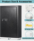 Straight Up Wall Mounted Key Storage Lock Box With Dead Simple Reset Combo Code, dimensions 12.1" x 8.1" x 2.5", clean black finish.