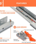 Undermount No Slam Soft Close Drawer Slides 21 Inch For Three Quarter Inch Drawer Panels, 6 Pairs, Concealed Bottom Mount, 75 Lb Capacity, 3D Adjustable, Cold Rolled Steel, Smooth Silent Glide For Kitchen Cabinets Bathrooms And Office Use. soft-close mechanism and 3D lock device