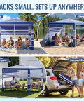 8 X 8 Ft Pop Up Beach Canopy Tent For 6 To 8 People With UPF 50 Plus Sun Protection Sidewall Wind Resistant Frame Reinforced