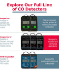 Sensorcon Inspector 2 Industrial PRO CO detectors lineup; three front-facing units shown