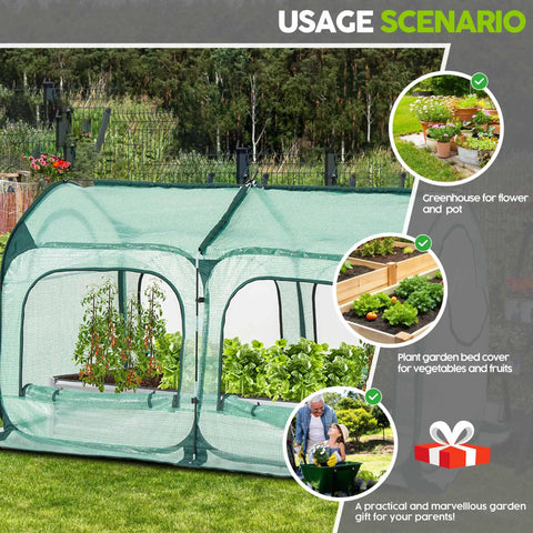Pop Up Greenhouse Tent Cover Tunnel For Backyard Plants Large PE Grow House With Mesh Windows Sunshine Room For Warmth And Seedling Care Frost Protection Includes Stakes And Guy Ropes Easy Setup