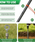 12 Inch Rustproof Aluminum Screw In Tent Stakes Set With 8mm Drill Adapter And Hooks, Heavy Duty Ground Anchors installation guide
