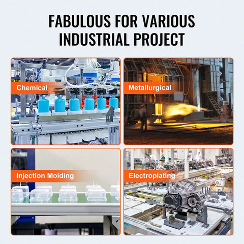 Heavy Duty Industrial Water Chiller Featuring Rapid Air Cooled Setup And Slick Temperature Regulation With Six Horsepower Auto Pump And Stainless Steel Reservoir Tank used in chemical, metallurgical, injection molding, and electroplating activities.