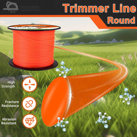 Beefed Up Heavy Duty 0.095 Inch Trimmer Line 880 Ft Reel Round Trimmer String Commercial Grade Cord For Most Gas Electric Cordless Trimmers Fits Wide Range Of Trimmer Models Durable Orange 3 Lb Pack For Pros And Home Use