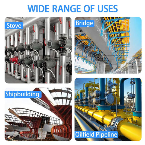 Welding applications: pipeline, shipbuilding, bridge, and stove for 13 Piece Welding Measurement Toolbox Set Stainless Steel Weld Inspection Tools, Weld Ruler Gauge Kit For Corner Welds, Must Have Pro Grade, Heavy Duty, Rust Resistant Steel Construction For Ultra Accurate Fits.