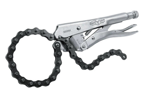 9 Inch Locking Chain Clamp With Adjustable Screw Lock And Easy Trigger Release Built From Heat Treated Alloy Steel For Beefy Durability Holds Pressure Through Repetitive Use On Odd Shaped Parts