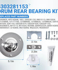 Beefed Up Dryer Rear Bearing Replacement Kit Fits Frigidaire and Kenmore Dryers 5303281153 and 134503600 with components displayed