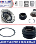 Upgraded Washer Tub Stem And Seal Repair Kit Fits Cross Reference Numbers with metal and rubber components for washer repair.
